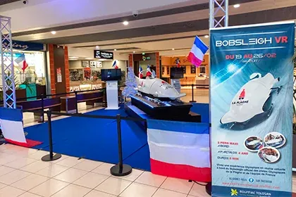Simulateur bobsleigh VR 2 places By Evos - pistes olympiques La Plagne en réalité virtuelle - fabriqué en France