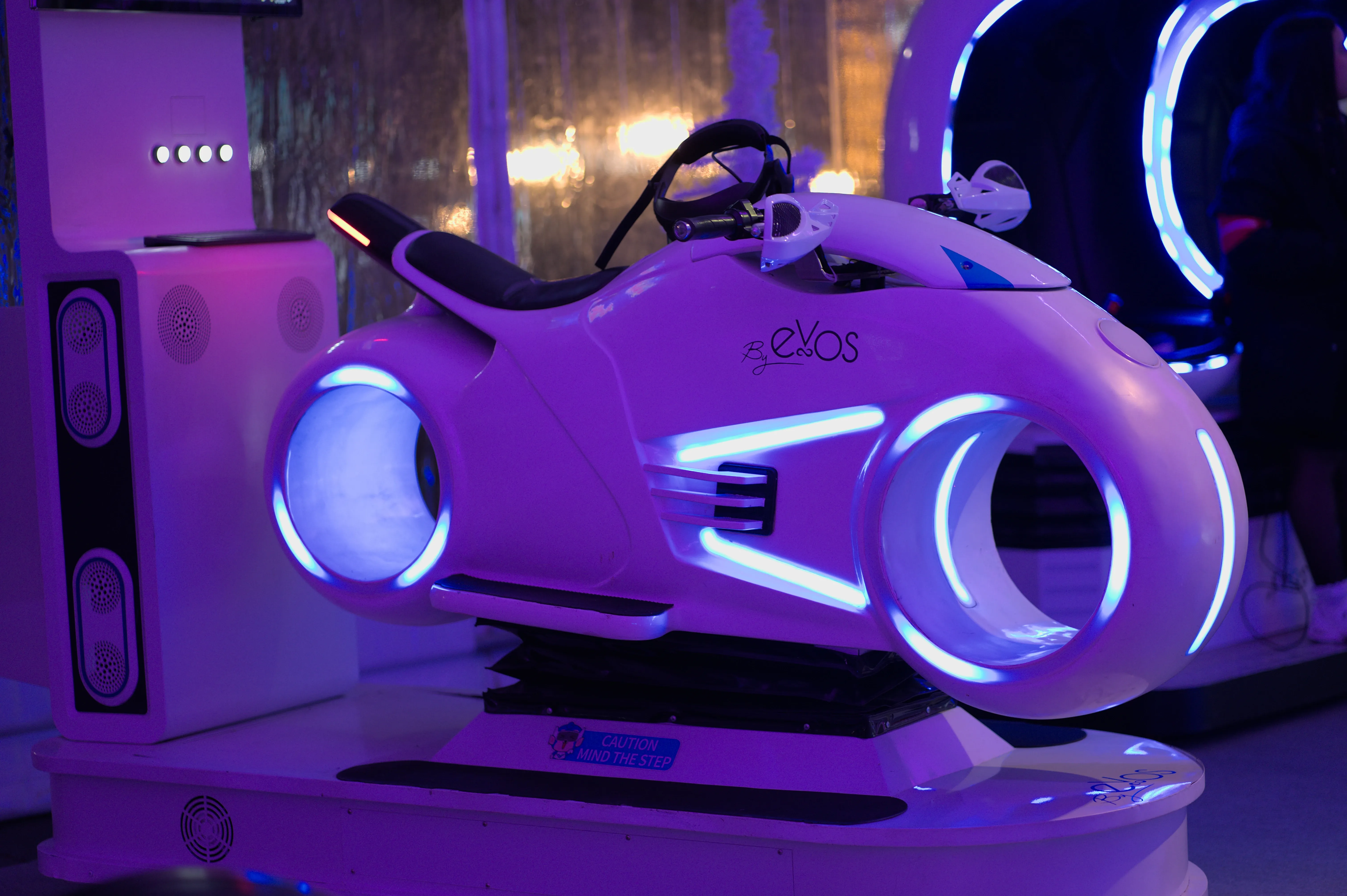Simulateur moto VR By Evos en animation lors d'un événement d'entreprise