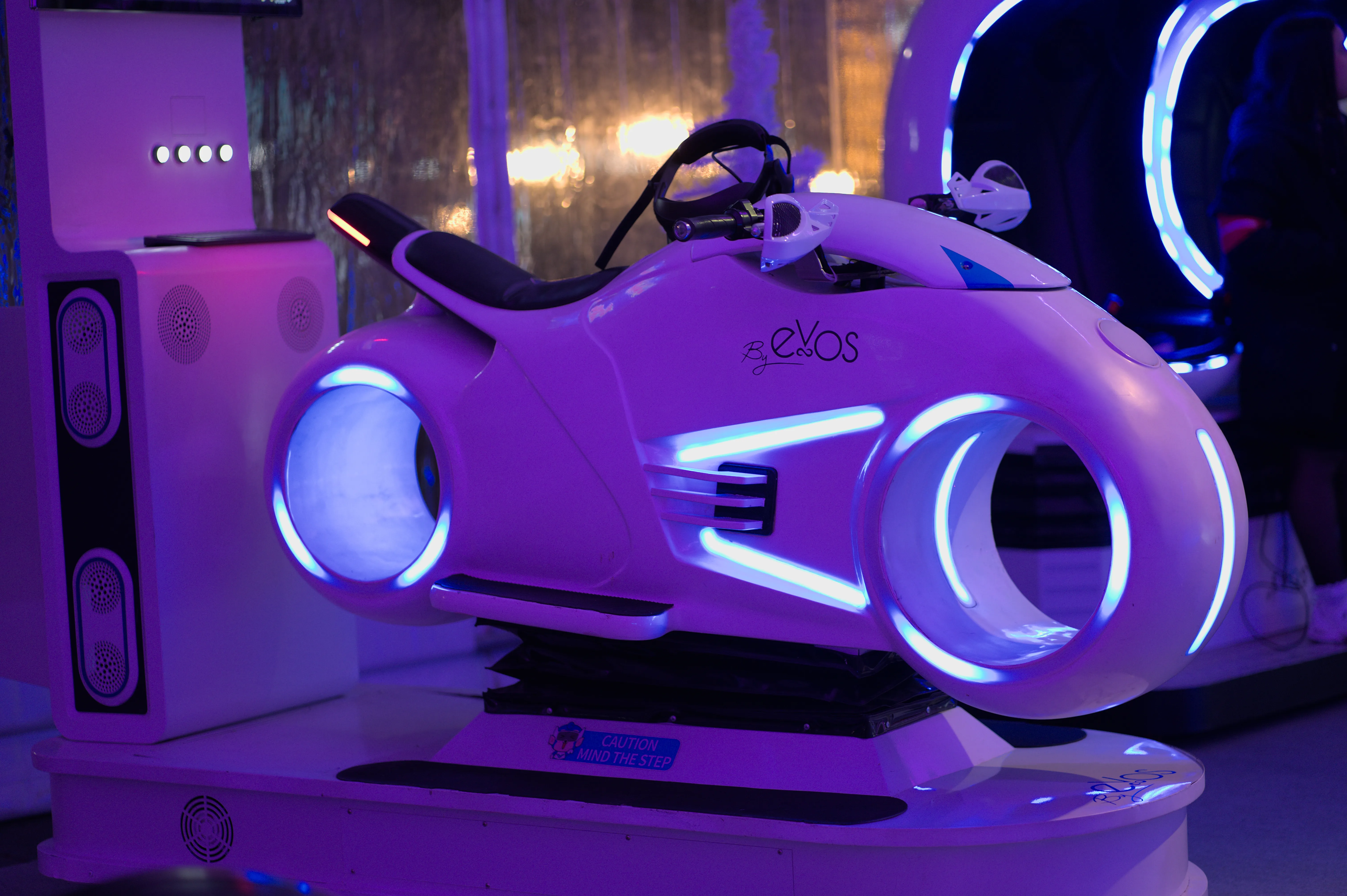 Simulateur moto VR By Evos en animation lors d'un événement d'entreprise