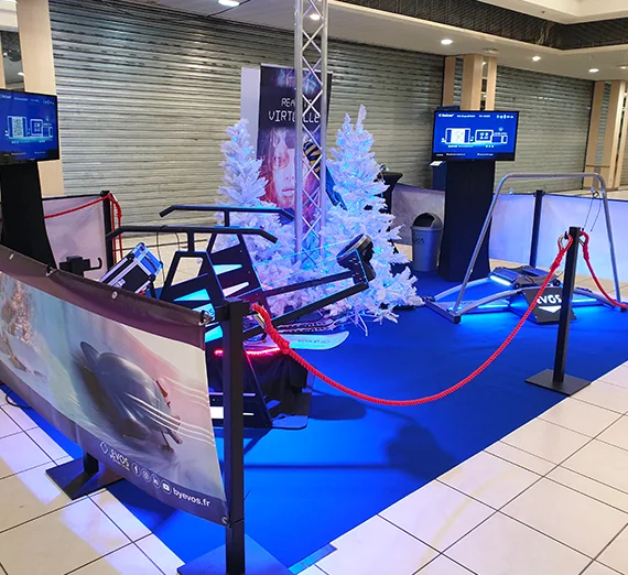 Simulateur ski VR lors d'une animation en centre commercial