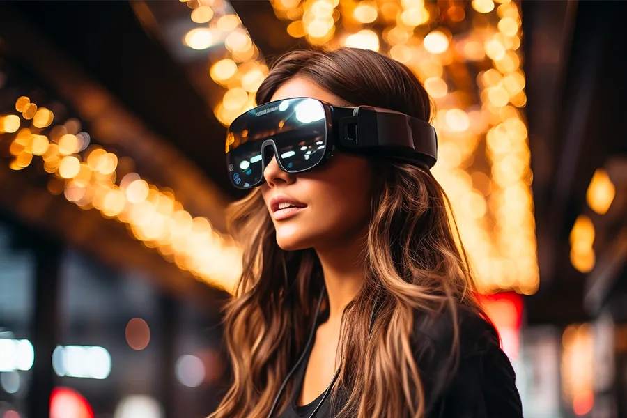 Intérieur d'un bar de réalité virtuelle parisien avec stations VR et espace lounge