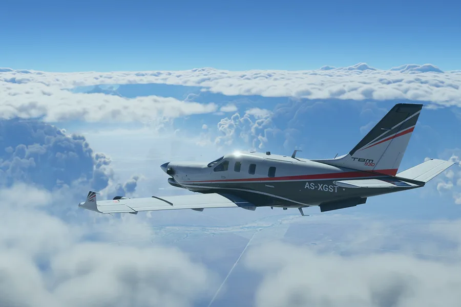 Tableau de bord d'un Cessna 172 vu depuis le cockpit en VR dans Flight Simulator