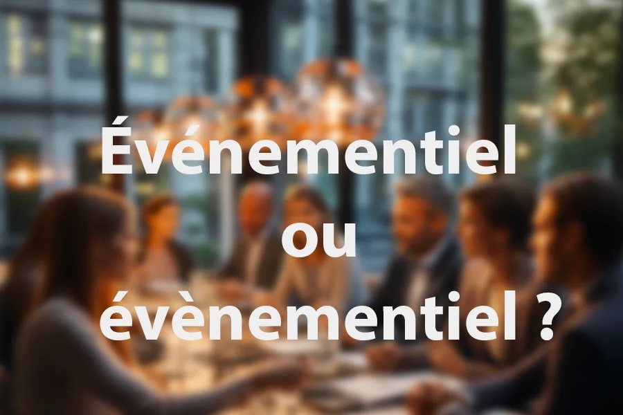 Illustration comparant les orthographes événementiel et évènementiel avec accents aigus et graves